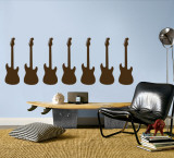 Brown Guitar Silhouette - Set of 7