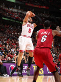 Miami Heat v Chicago Bulls - Game Five  Chicago  IL - MAY 26: Carlos Boozer and LeBron James