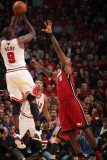Miami Heat v Chicago Bulls - Game Five  Chicago  IL - MAY 26: Luol Deng and LeBron James