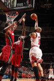 Miami Heat v Chicago Bulls - Game Five  Chicago  IL - MAY 26: Carlos Boozer  Joel Anthony and Chris