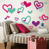Hearts - Aqua  Bright Pink  Purple