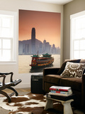 Hong Kong Island Skyline and Tourist Boat Victoria Harbour  Hong Kong  China