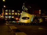 Statue of Adam Clayton Powell Jr at Night  Harlem  Manhattan  New York City  New York State  USA