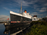 RMS Queen Mary Cruise Ship and Russian Submarine Scorpion at a Port  Long Beach