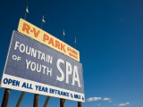 Low Angle View of a Signboard  Fountain of Youth Spa  Salton Sea  Bombay Beach  Imperial County