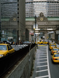 Yellow Taxis on Road Viewed From Park Avenue Tunnel  Grand Central Terminal  Manhattan  New York