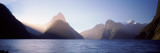 Mountain Range at Water's Edge  Milford Sound  Fiordland National Park  South Island  New Zealand