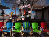 Multi-Colored Chairs at a Sidewalk Cafe  Route 66  Seligman  Yavapai County  Arizona  USA