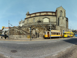 Cable Car Station in Front of a Church  Church of San Francisco  Porto  Portugal