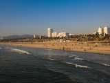 Tourists on Beach with Buildings in the Background  Ocean Avenue  Santa Monica