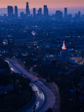 High Angle View of Highway 101 at Dawn  Hollywood Freeway  Hollywood  Los Angeles  California  USA