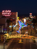 Neon Casino Signs Lit Up at Dusk  El Cortez  Fremont Street  the Strip  Las Vegas  Nevada  USA