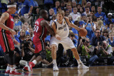 Miami Heat v Dallas Mavericks - Game Three  Dallas  TX -June 5: Dirk Nowitzki and Joel Anthony