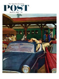 "Cramped Parking " Saturday Evening Post Cover  March 5  1960