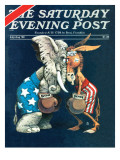 "Democrats vs Republicans " Saturday Evening Post Cover  July/Aug 1980