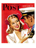 "Naval Officer & Woman " Saturday Evening Post Cover  August 8  1942