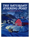 "Mail Wagon in Snowy Landscape " Saturday Evening Post Cover  March 14  1942
