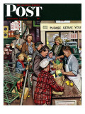 "Grocery LIne " Saturday Evening Post Cover  November 13  1948
