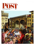"Writing Postcards Home " Saturday Evening Post Cover  June 30  1962