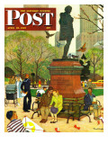 "Romance Under Shakespeare's Statue " Saturday Evening Post Cover  April 28  1945