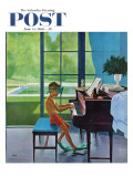 "Poolside Piano Practice " Saturday Evening Post Cover  June 11  1960