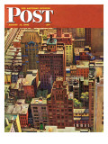 "Bird's-Eye View of New York City " Saturday Evening Post Cover  August 17  1946
