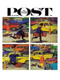 "Rush Hour (4 panel) " Saturday Evening Post Cover  October 21  1961