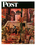 "Times Square Cleanup " Saturday Evening Post Cover  January 4  1947