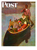 "Canoe Fishing Trip " Saturday Evening Post Cover  July 12  1947