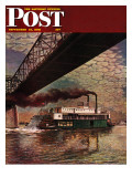 "Paddlewheeler on Ohio River " Saturday Evening Post Cover  September 21  1946