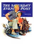 "Father Teaching Son to Sail " Saturday Evening Post Cover  August 30  1941