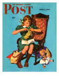 "Knitting for the War Effort " Saturday Evening Post Cover  June 6  1942