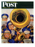 "March Band at Football Game " Saturday Evening Post Cover  October 19  1946
