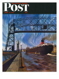 "Ore Barge " Saturday Evening Post Cover  June 14  1947