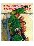 "Team on Bench " Saturday Evening Post Cover  November 23  1940