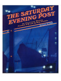 "Nighttime in Port " Saturday Evening Post Cover  January 13  1940
