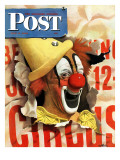 "Circus Clown and Poster " Saturday Evening Post Cover  July 8  1944