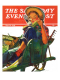"Gardener in Wheelbarrow " Saturday Evening Post Cover  May 10  1941