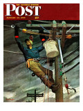 "Telephone Lineman " Saturday Evening Post Cover  January 10  1948