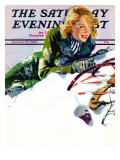 "Tumble from Sled " Saturday Evening Post Cover  January 27  1940