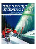 "Highway Snowplow " Saturday Evening Post Cover  January 18  1941