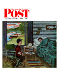 "Dad  the Fish are Biting " Saturday Evening Post Cover  August 25  1962