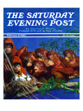 "Orangutans & Bird Nest " Saturday Evening Post Cover  February 17  1940