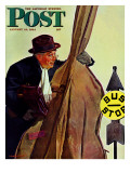 "Bass Fiddle at Bus Stop " Saturday Evening Post Cover  January 22  1944