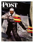 "Flight Controller on Aircraft Carrier " Saturday Evening Post Cover  June 12  1943