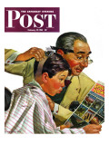 "Comical Haircut " Saturday Evening Post Cover  February 27  1943