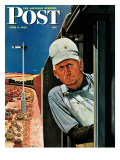 "Freight Train Engineer " Saturday Evening Post Cover  June 3  1944
