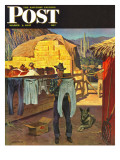 "Cowboy Hanging Out His Laundry " Saturday Evening Post Cover  March 1  1947