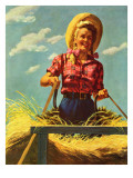 "Woman Driving Hay Wagon " August 14  1943