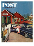"Flat Tire at the Commuter Station " Saturday Evening Post Cover  November 26  1960